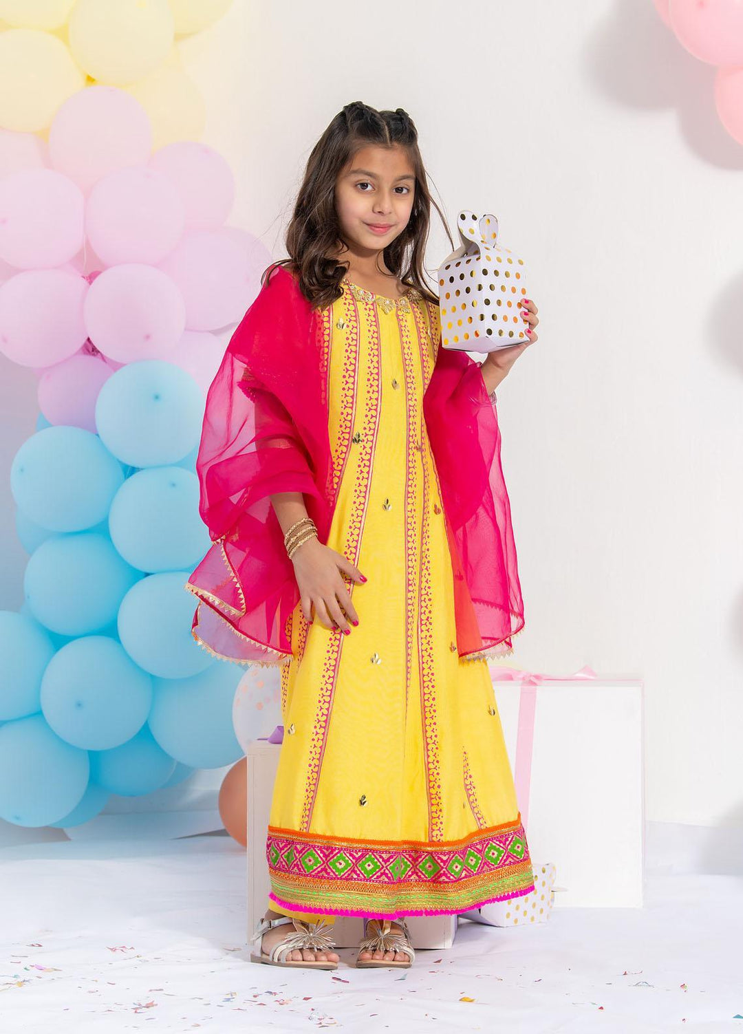 Fatima Khan Khaadi Net Fancy 2 Piece Suit for Girls -  4907 SHEEN YELLOW