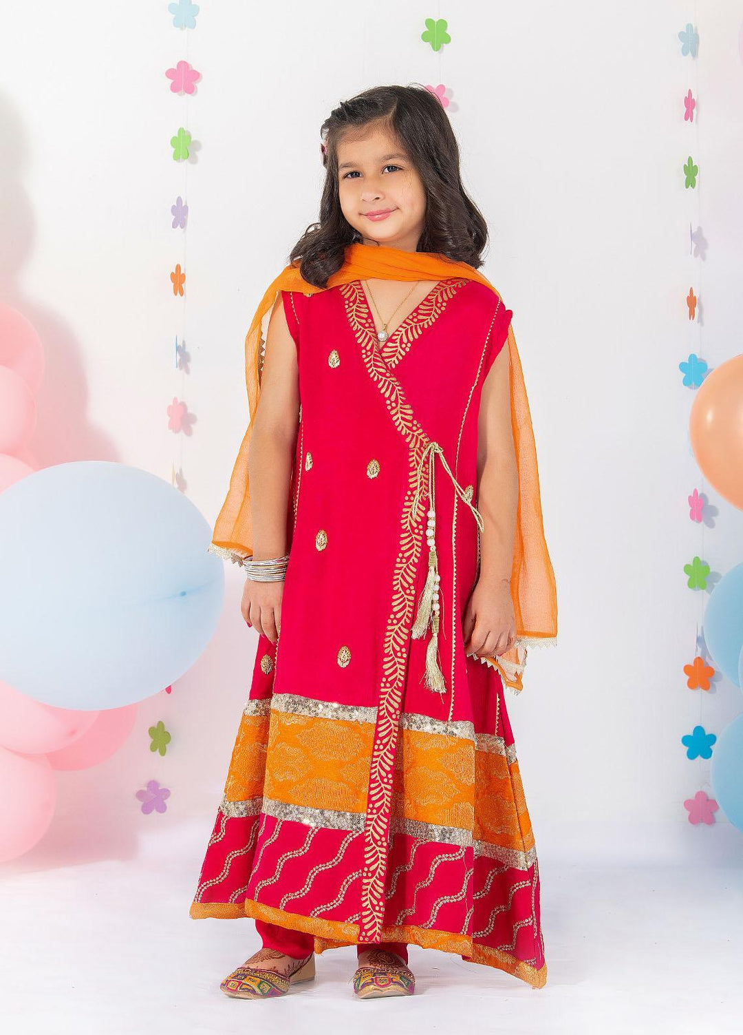 Fatima Khan Khaadi Net Fancy 2 Piece Suit for Girls -  4909 PINKLISH ANGHARKA