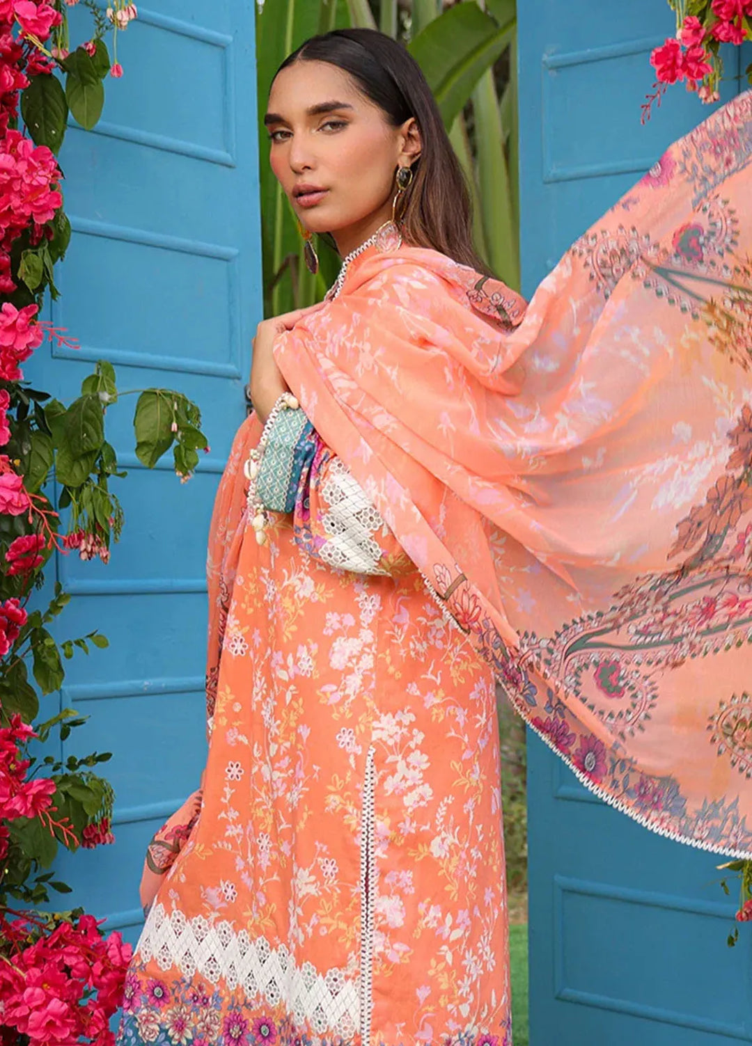 Faustina By Salitex Embroidered Cambric Suit Unstitched 3 Piece SUN24F UNS24AIZ025UT - Summer Collection