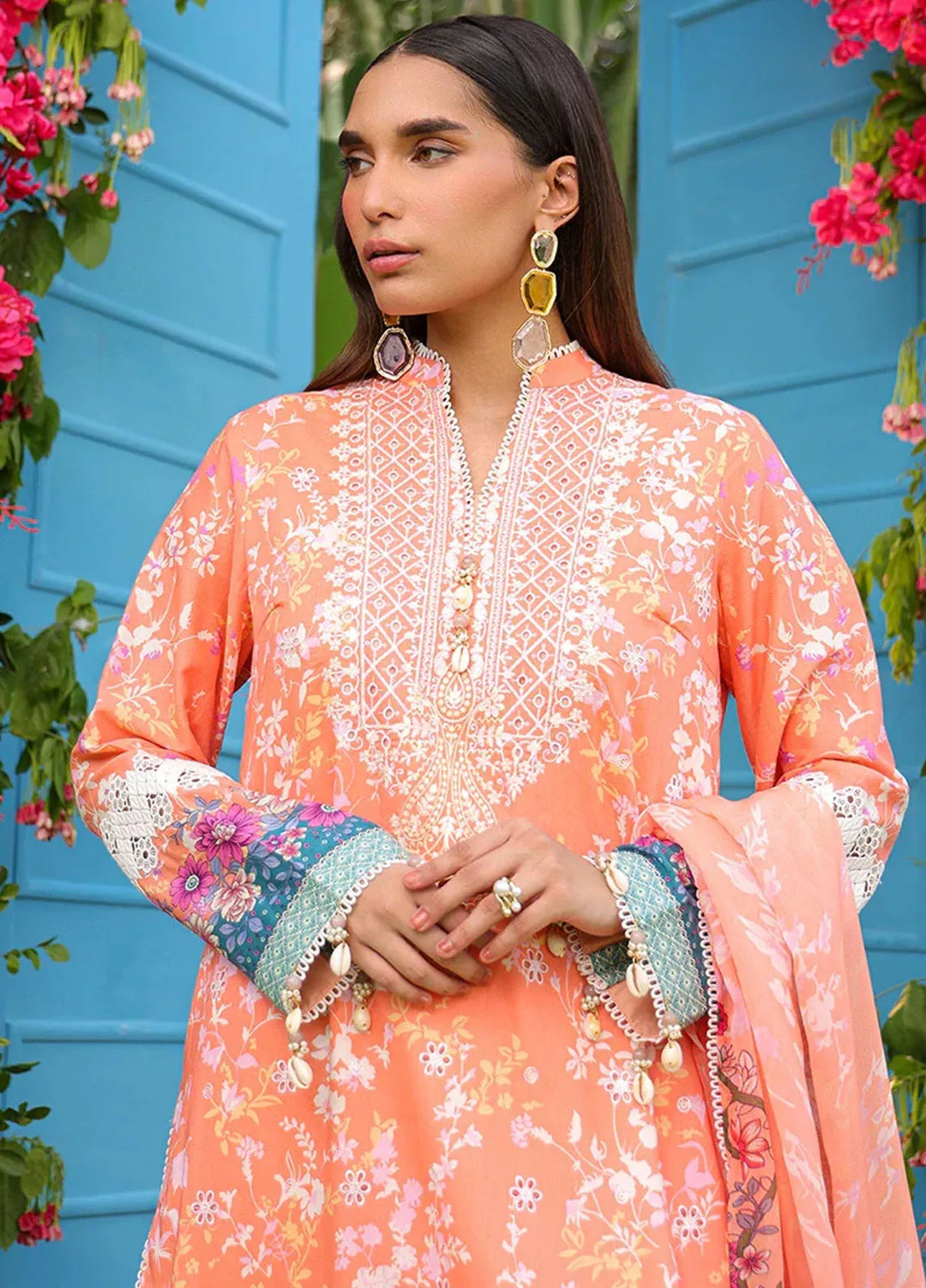 Faustina By Salitex Embroidered Cambric Suit Unstitched 3 Piece SUN24F UNS24AIZ025UT - Summer Collection