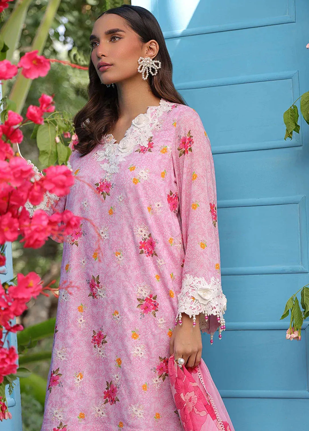 Faustina By Salitex Embroidered Cambric Suit Unstitched 3 Piece SUN24F UNS24AIZ028UT - Summer Collection