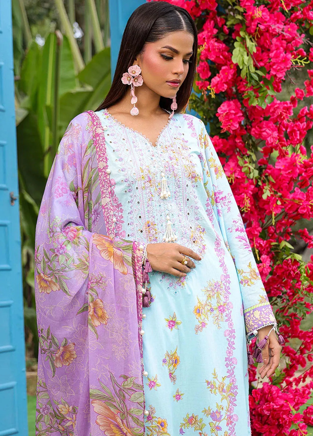 Faustina By Salitex Embroidered Cambric Suit Unstitched 3 Piece SUN24F UNS24AIZ032UT - Summer Collection