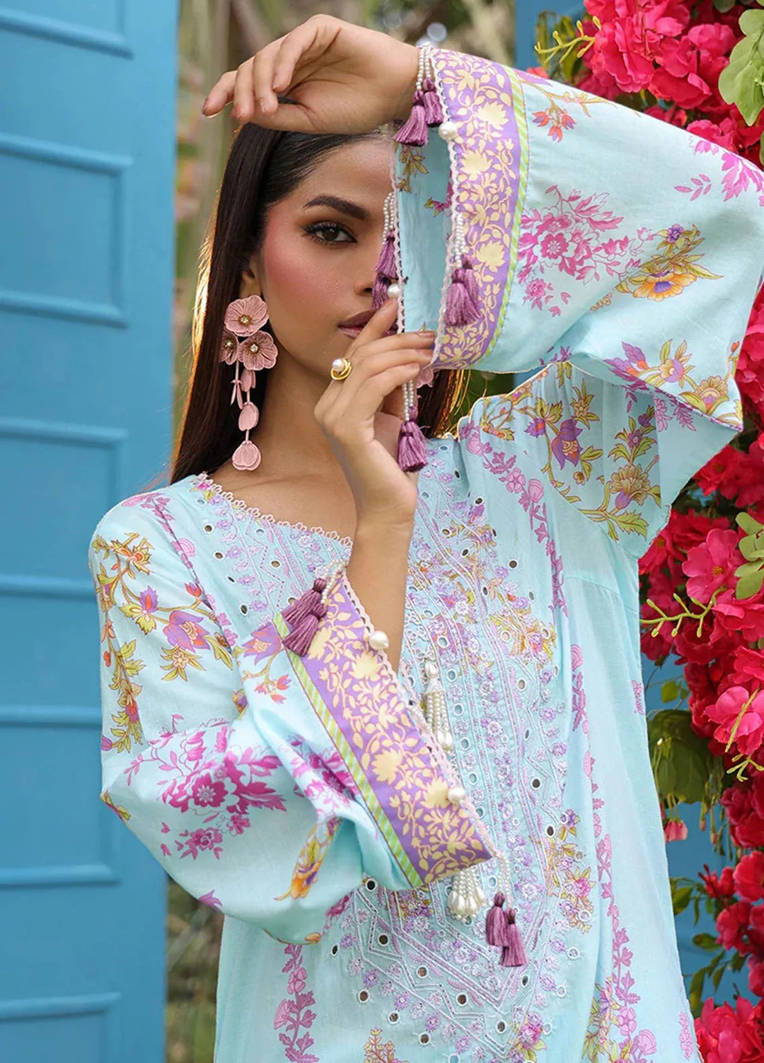 Faustina By Salitex Embroidered Cambric Suit Unstitched 3 Piece SUN24F UNS24AIZ032UT - Summer Collection