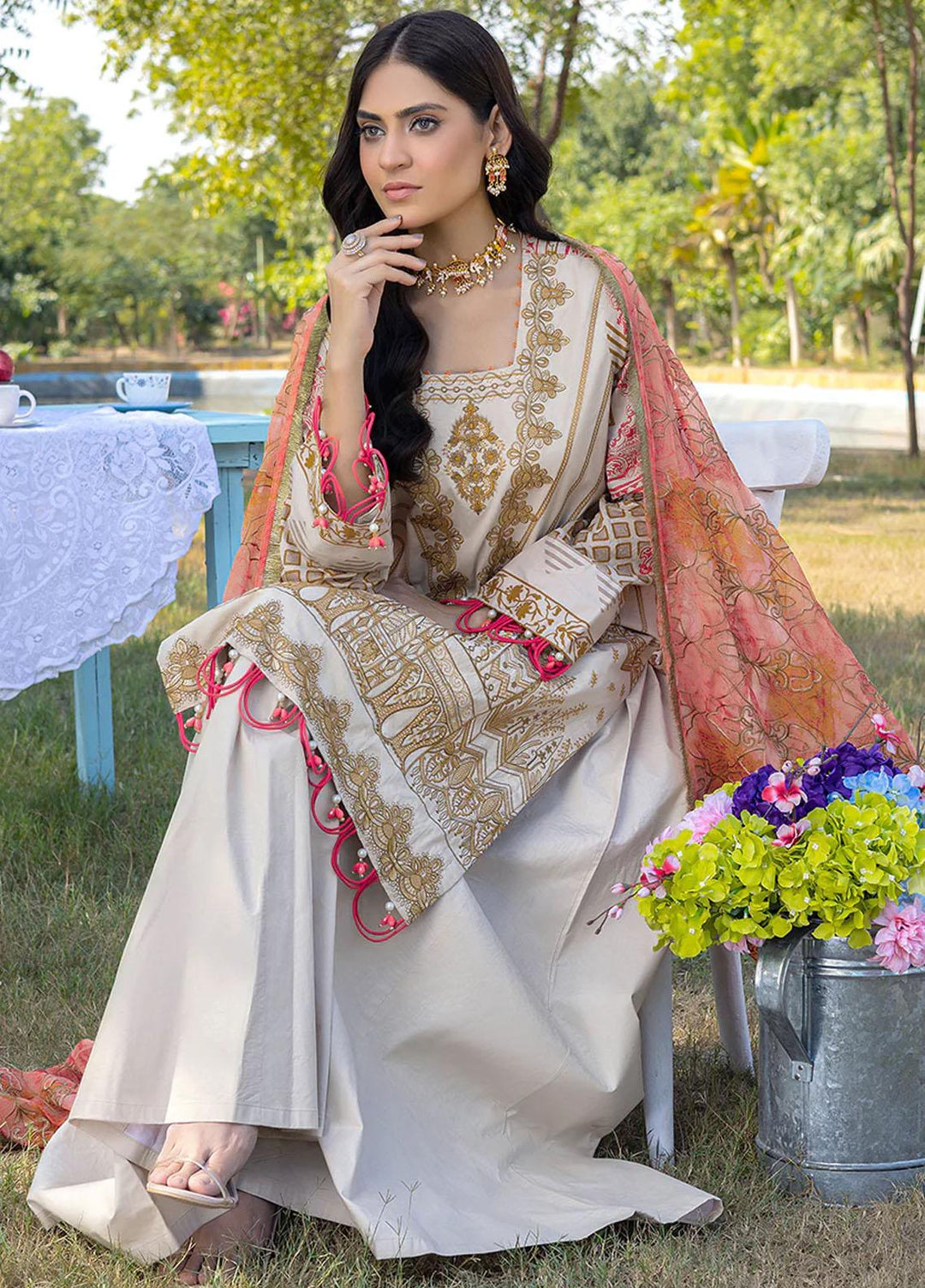 Faustina By Salitex Embroidered Lawn Suits Unstitched 3 Piece ST23F WK-01096BUT - Summer Collection