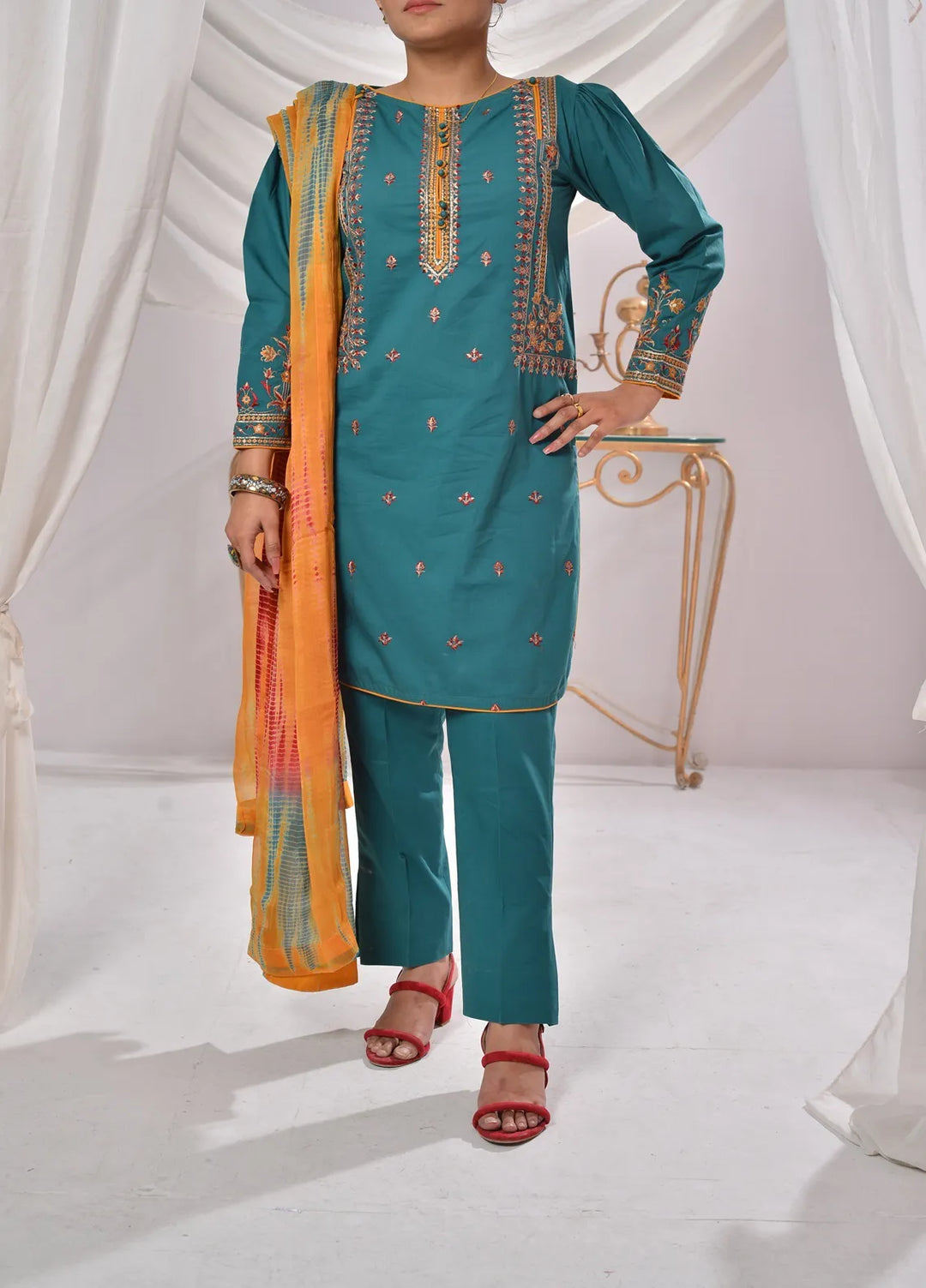 Fauve Pret Embroidered Cotton 3 Piece Suit NWSF - 008