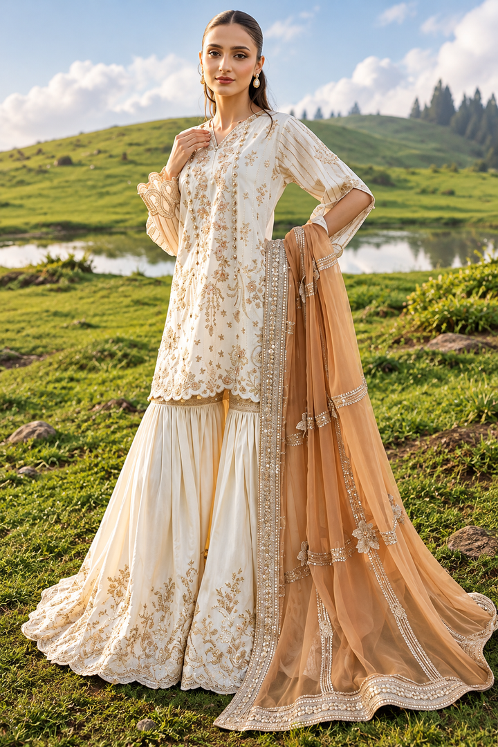 Dastaan by Zebtan Unstitched Embroidered Tassal Silk 3 Piece Suit ZB26UD DZ-03 - Festive Collection