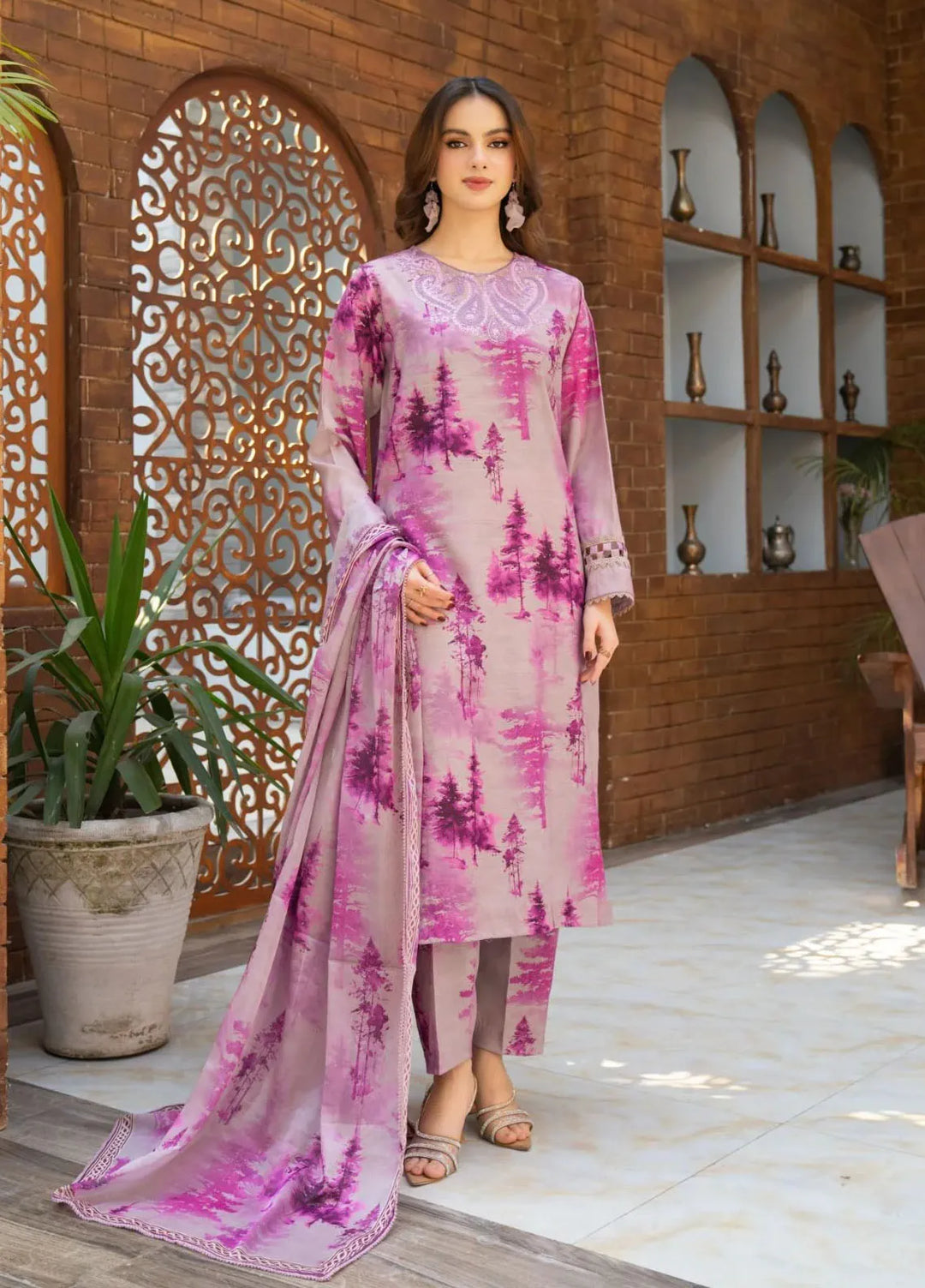 Fiona by Panache Apparel Pret Embroidered Cambric Lawn 3 Piece Suit Haze