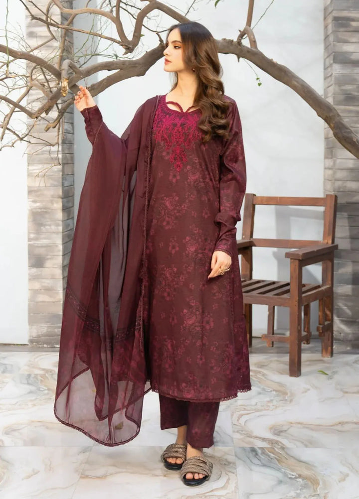 Fiona by Panache Apparel Pret Embroidered Cambric Lawn 3 Piece Suit Rosso