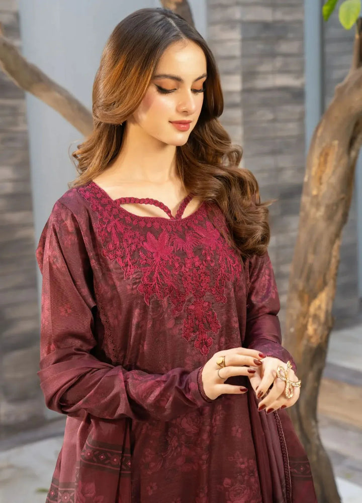 Fiona by Panache Apparel Pret Embroidered Cambric Lawn 3 Piece Suit Rosso