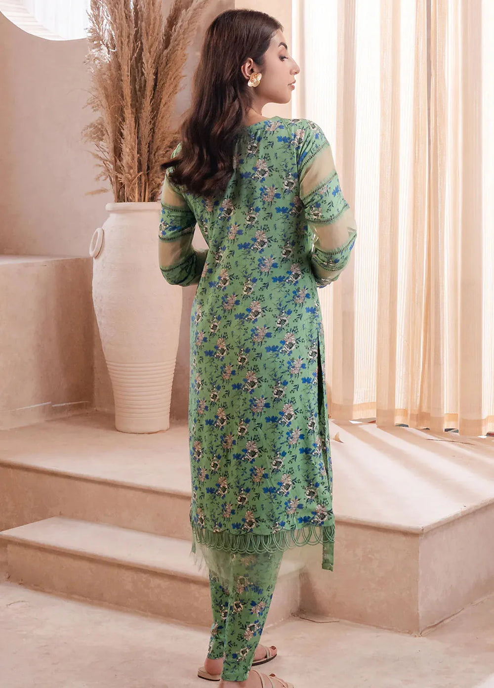 Fiore By Meerak Printed Linen Suit Unstitched 2 Piece MRK24FL Jade - Fall Collection