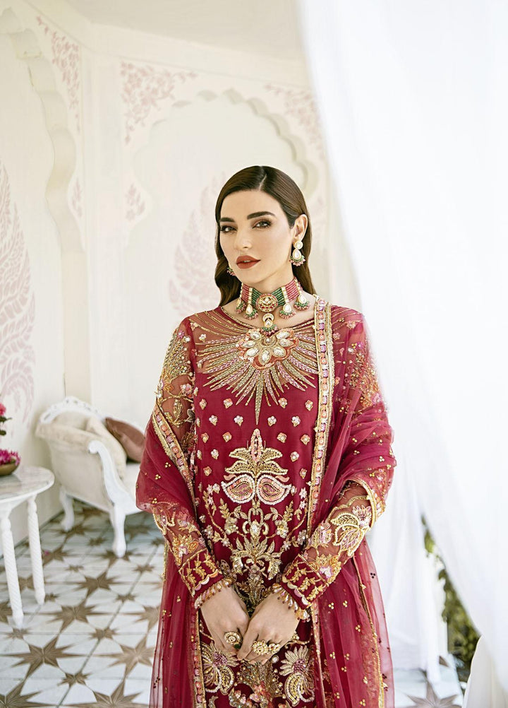 Gulaal Luxury Pret Embroidered Net 3 Piece Dress GL22FDR Rouge