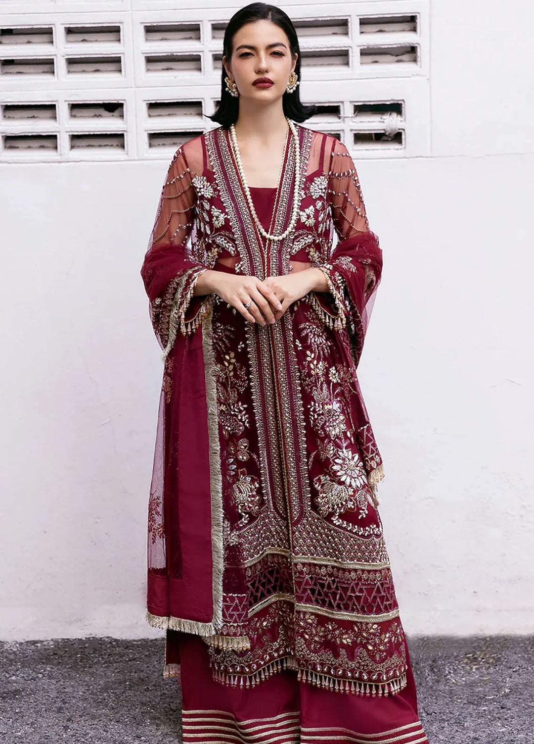 Fleurie By Saad Shaikh Embroidered Net Suits Unstitched 4 Piece SSK24F Arya - Luxury Collection