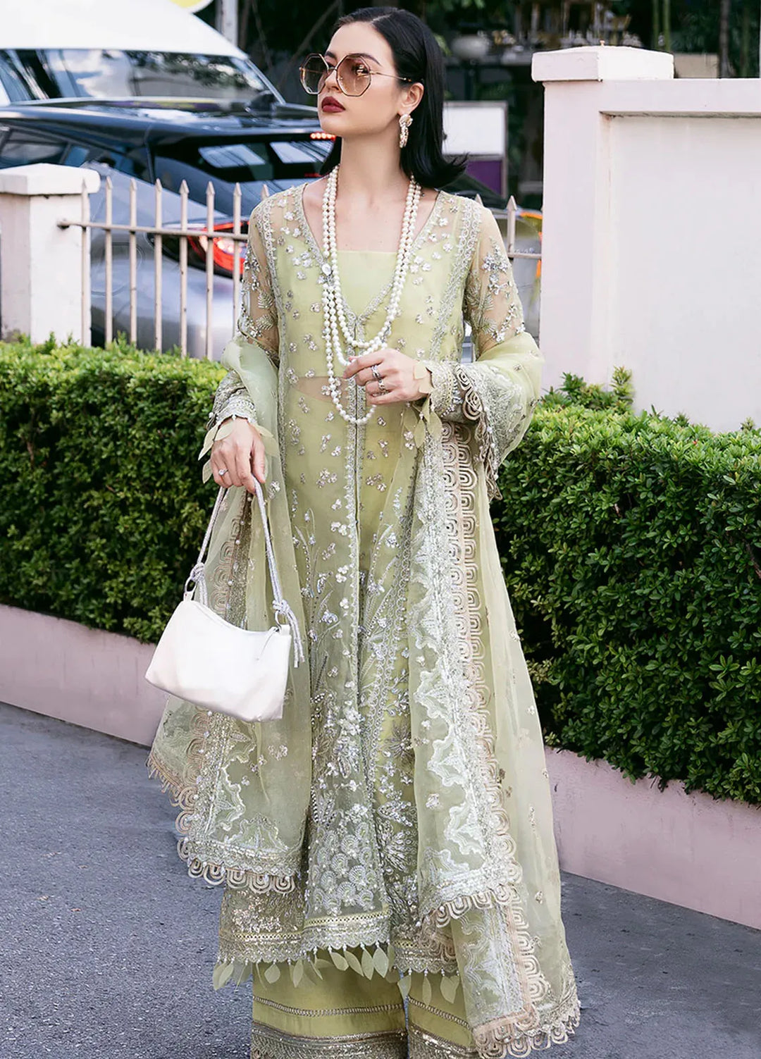 Fleurie By Saad Shaikh Embroidered Organza Suits Unstitched 4 Piece SSK24F Marisol - Luxury Collection