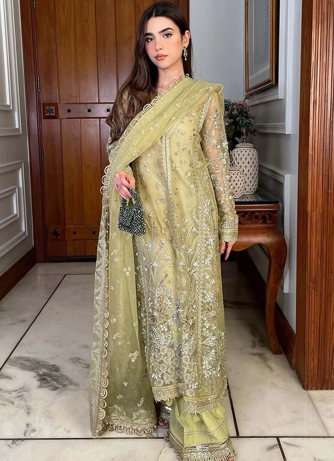 Fleurie By Saad Shaikh Embroidered Organza Suits Unstitched 4 Piece SSK24F Marisol - Luxury Collection