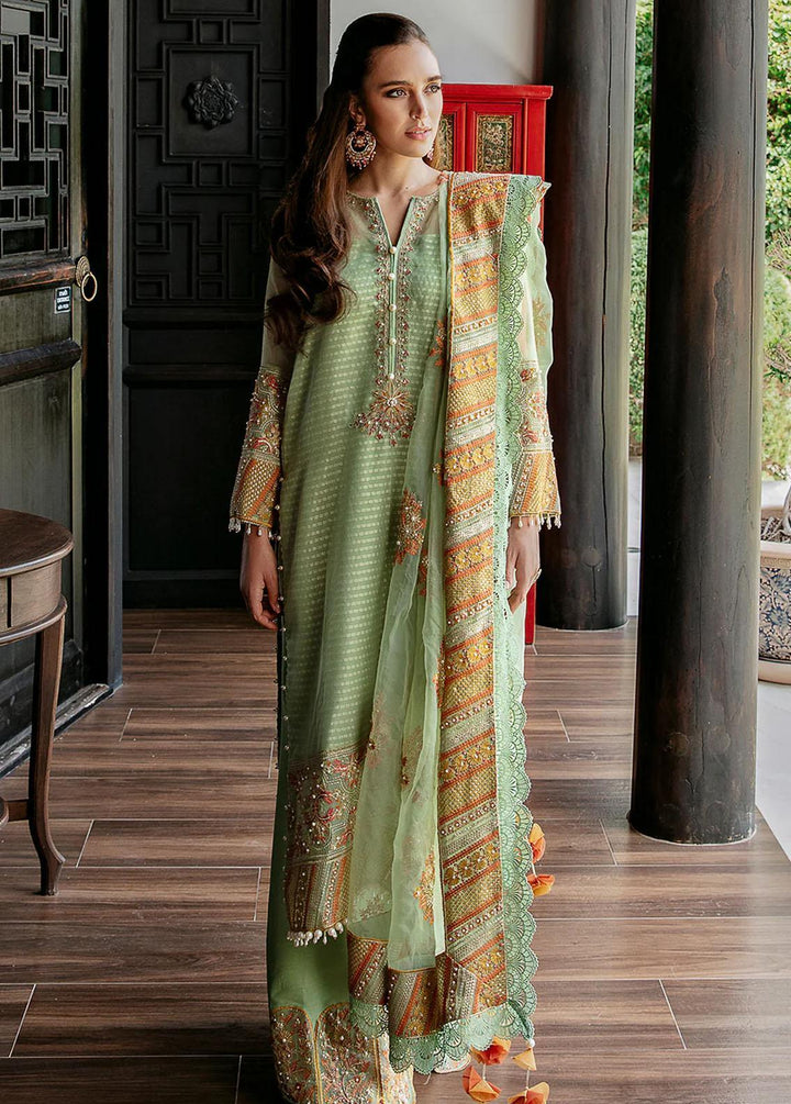 Saad Shaikh Pret Embroidered Organza 3 Piece Suit Green Pretty
