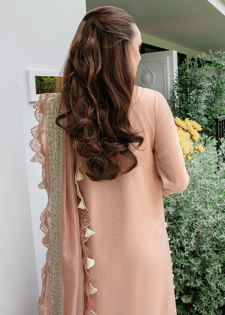 Saad Shaikh Pret Embroidered Raw Silk 3 Piece Suit Peach Arha