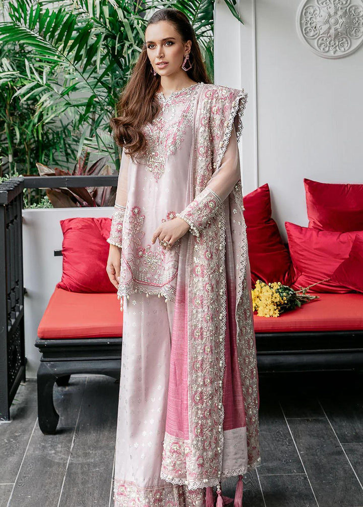 Saad Shaikh Pret Embroidered Organza 3 Piece Suit Pink Casade