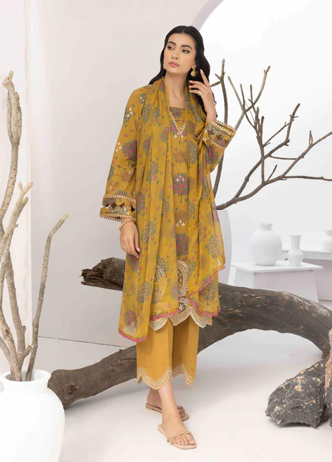Flora By Panache Embroidered Swiss Lawn Suits Unstitched 3 Piece PCH23F D-05 - Summer Collection