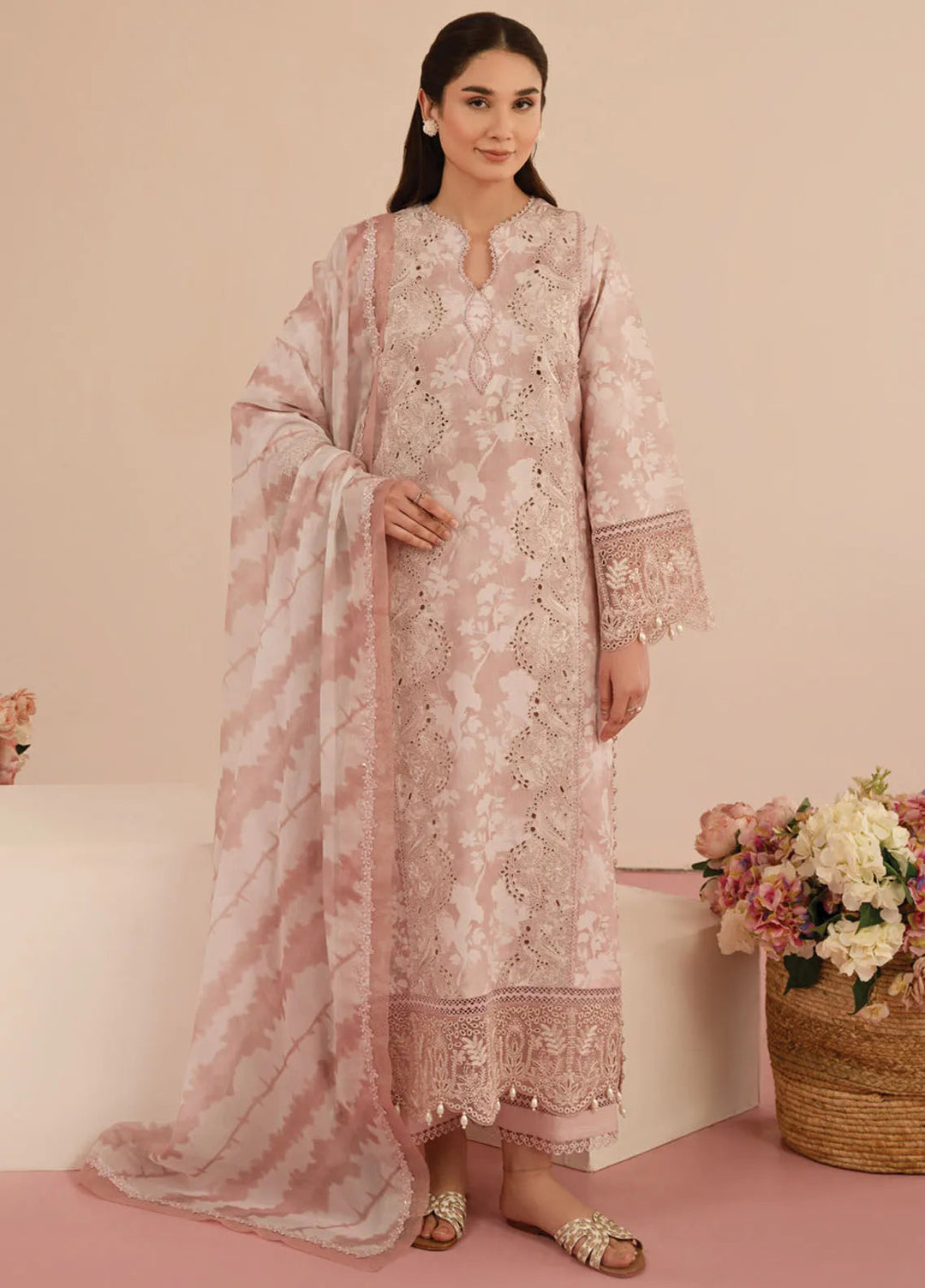 Floral Charm by Afrozeh Embroidered Lawn Suits Unstitched 3 Piece AF25FC D-08 Myrtle - Summer Collection