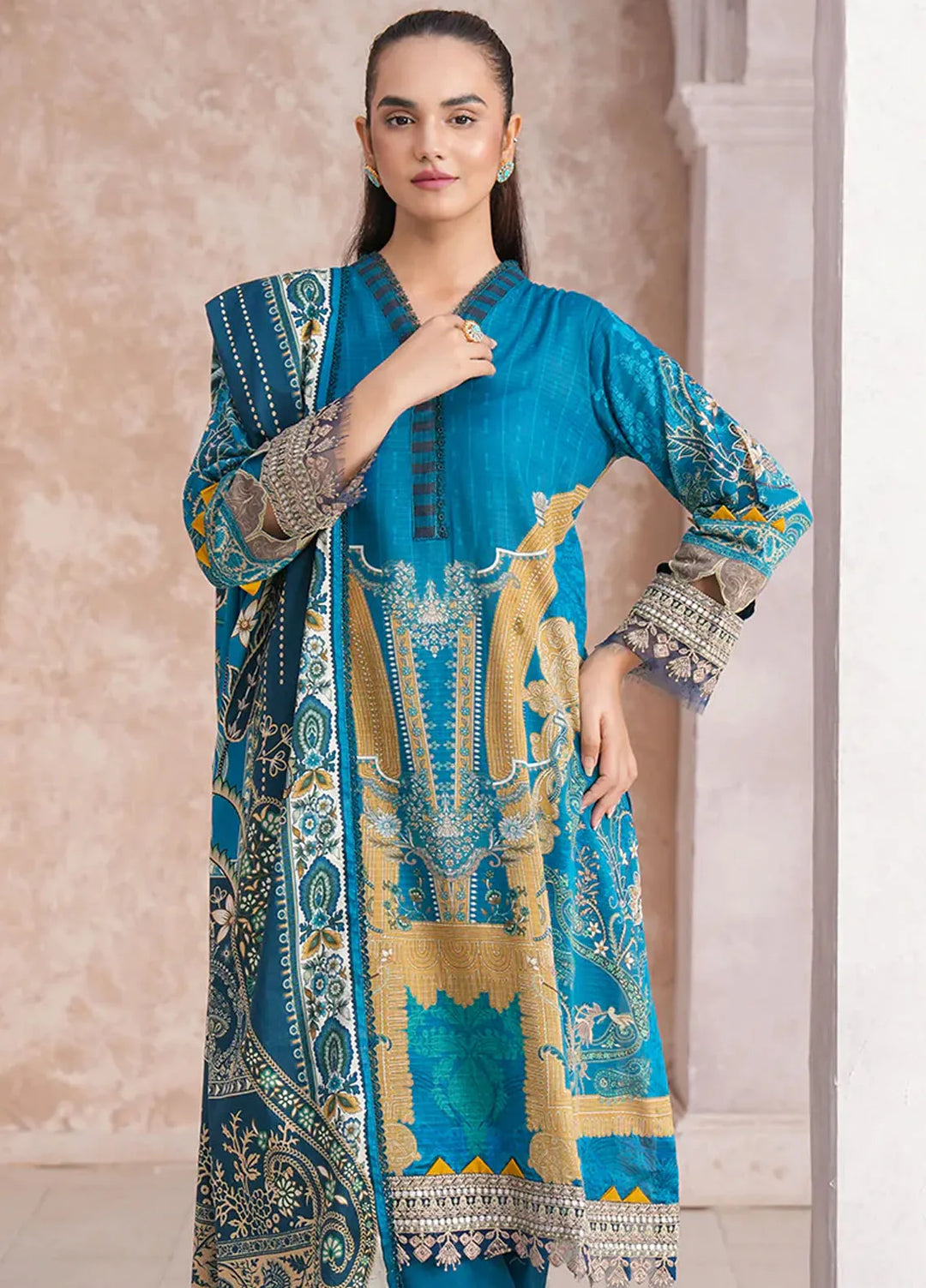 Floral Serenade By Meerak Printed Lawn Suit Unstitched 3 Piece MRK24F Florium - Summer Collection