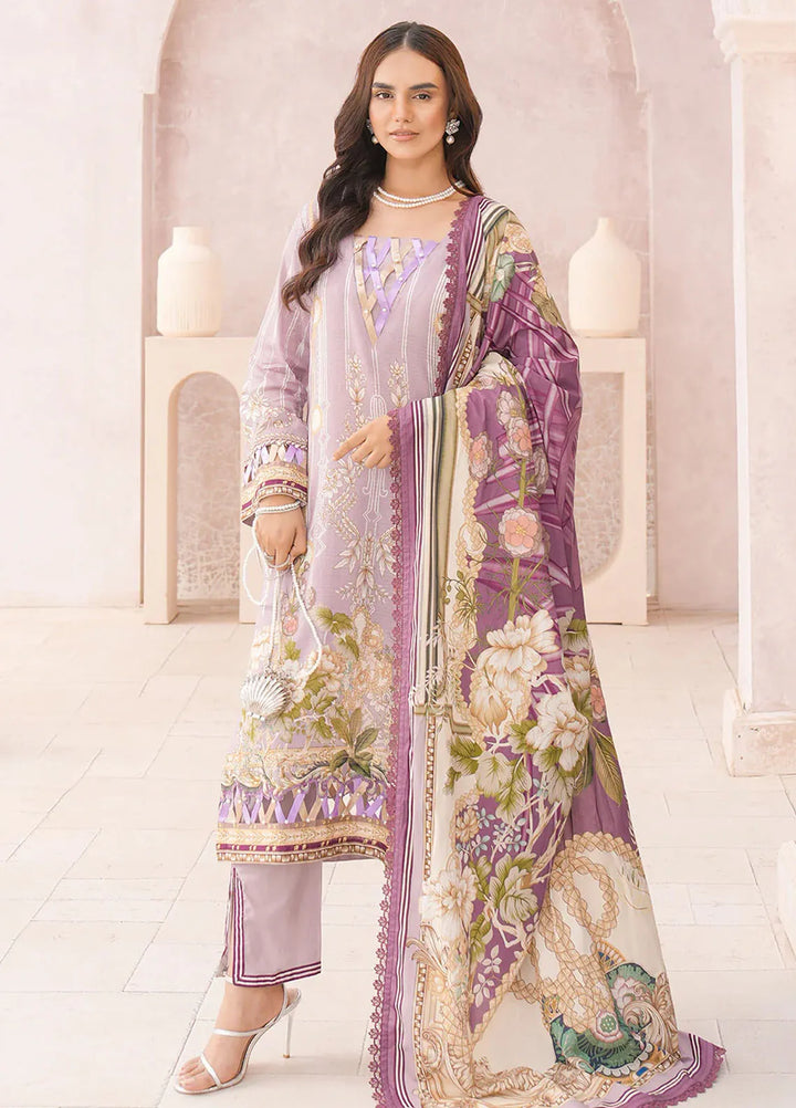 Floral Serenade By Meerak Printed Lawn Suit Unstitched 3 Piece MRK24F Lily Glow - Summer Collection