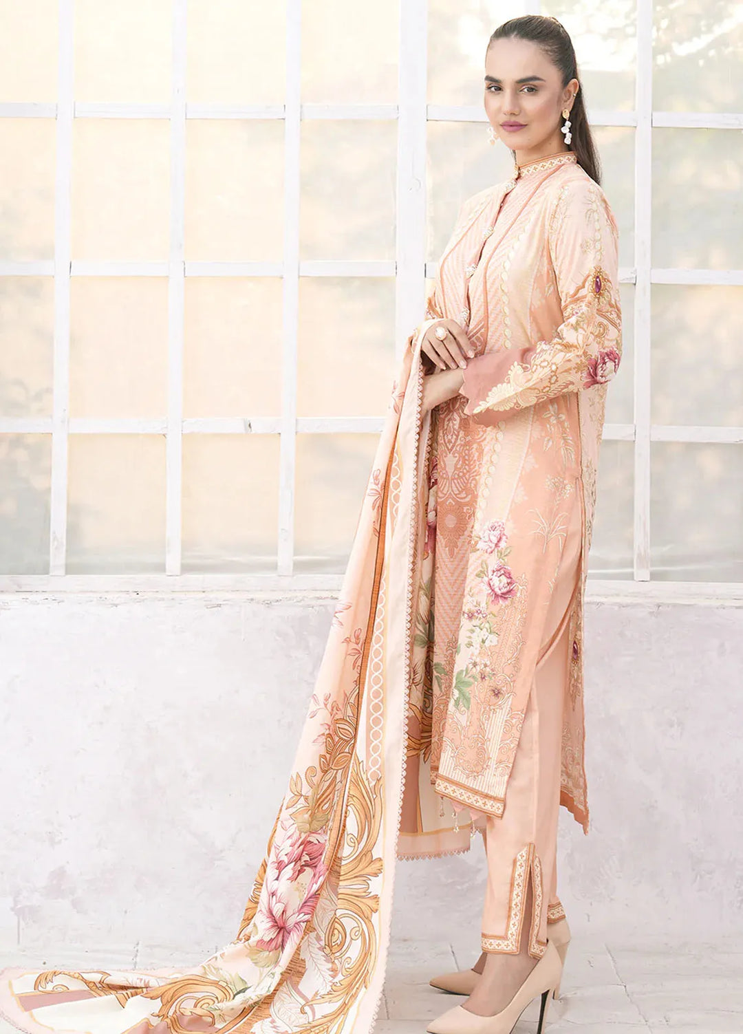 Floral Serenade By Meerak Printed Lawn Suit Unstitched 3 Piece MRK24F Petaline - Summer Collection