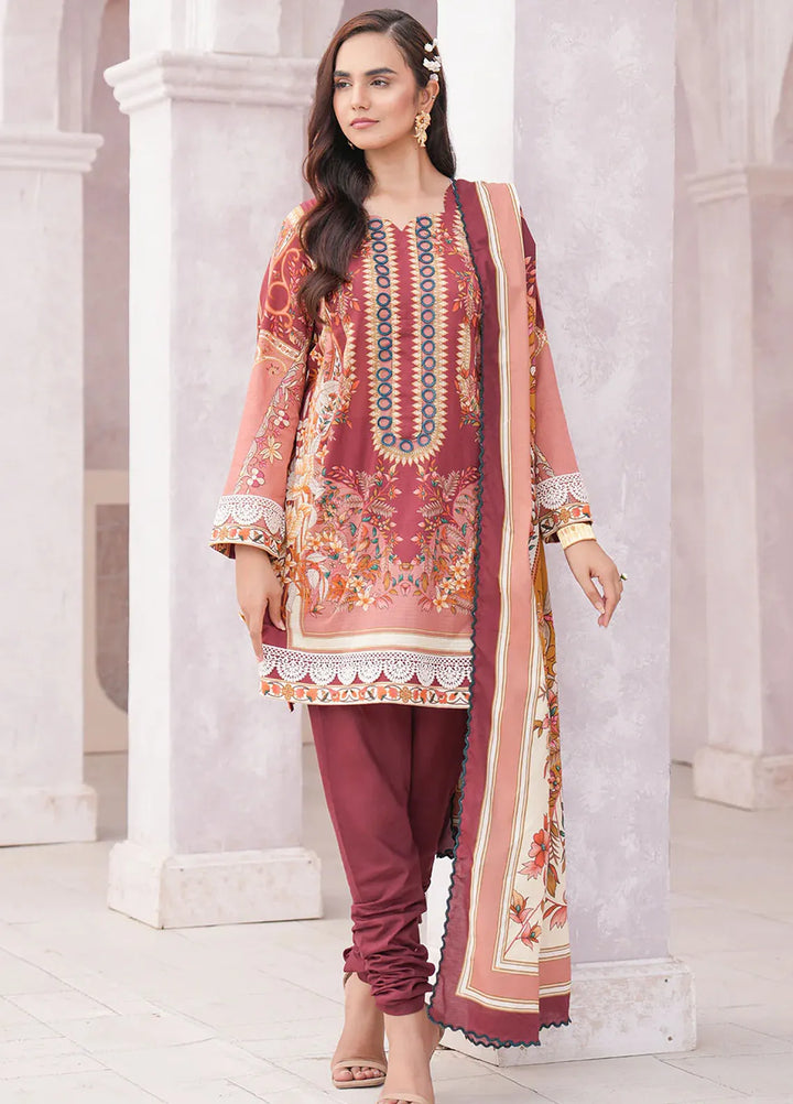 Floral Serenade By Meerak Printed Lawn Suit Unstitched 3 Piece MRK24F Rosebud - Summer Collection