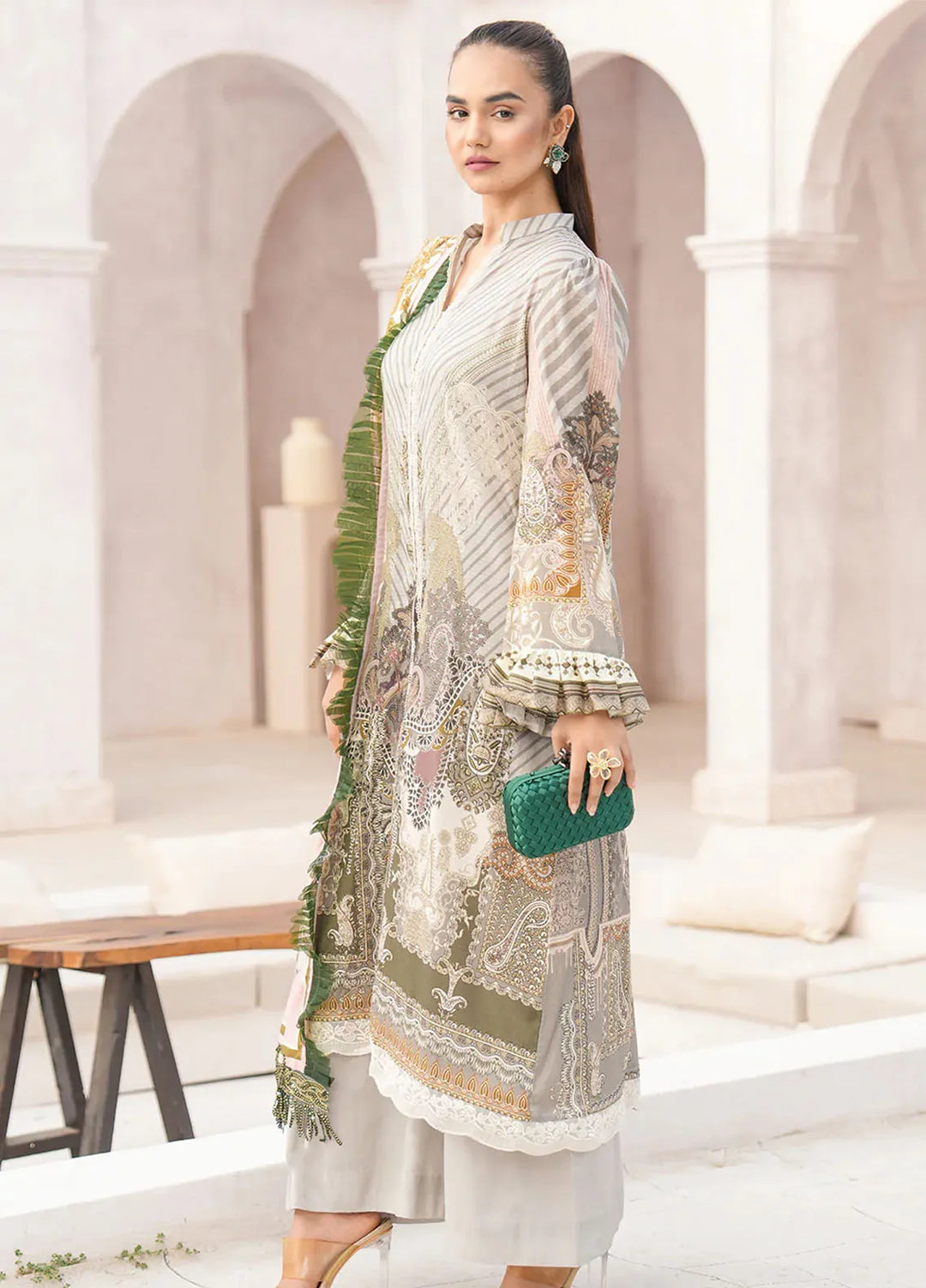 Floral Serenade By Meerak Printed Lawn Suit Unstitched 3 Piece MRK24F Tulip Twist - Summer Collection