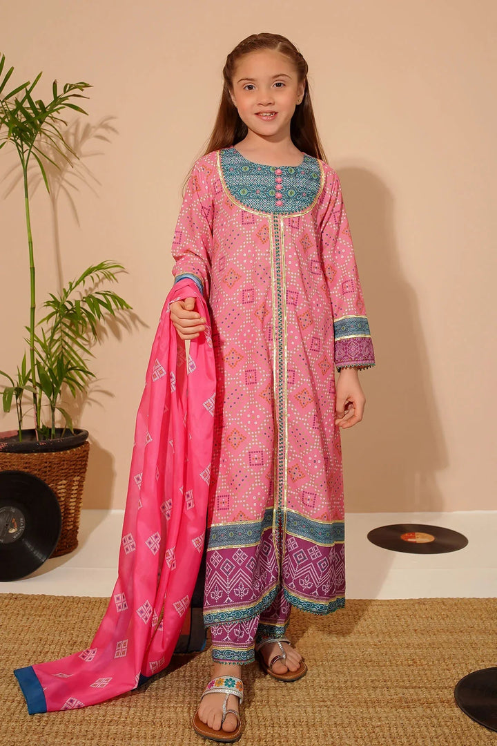 Ochre Girls Pret Printed Swiss Lawn 3 Piece Suit CORF-19 - Summer Collection