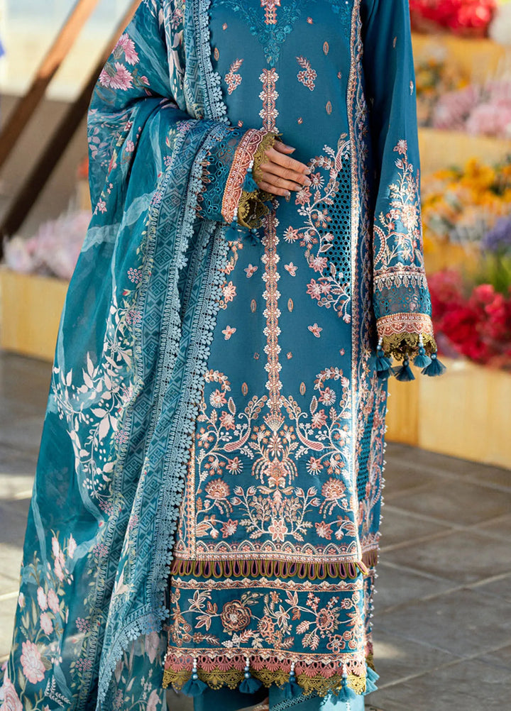 Florent Embroidered Lawn Suits Unstitched 3 Piece FL25LL FL-8B - Summer Collection