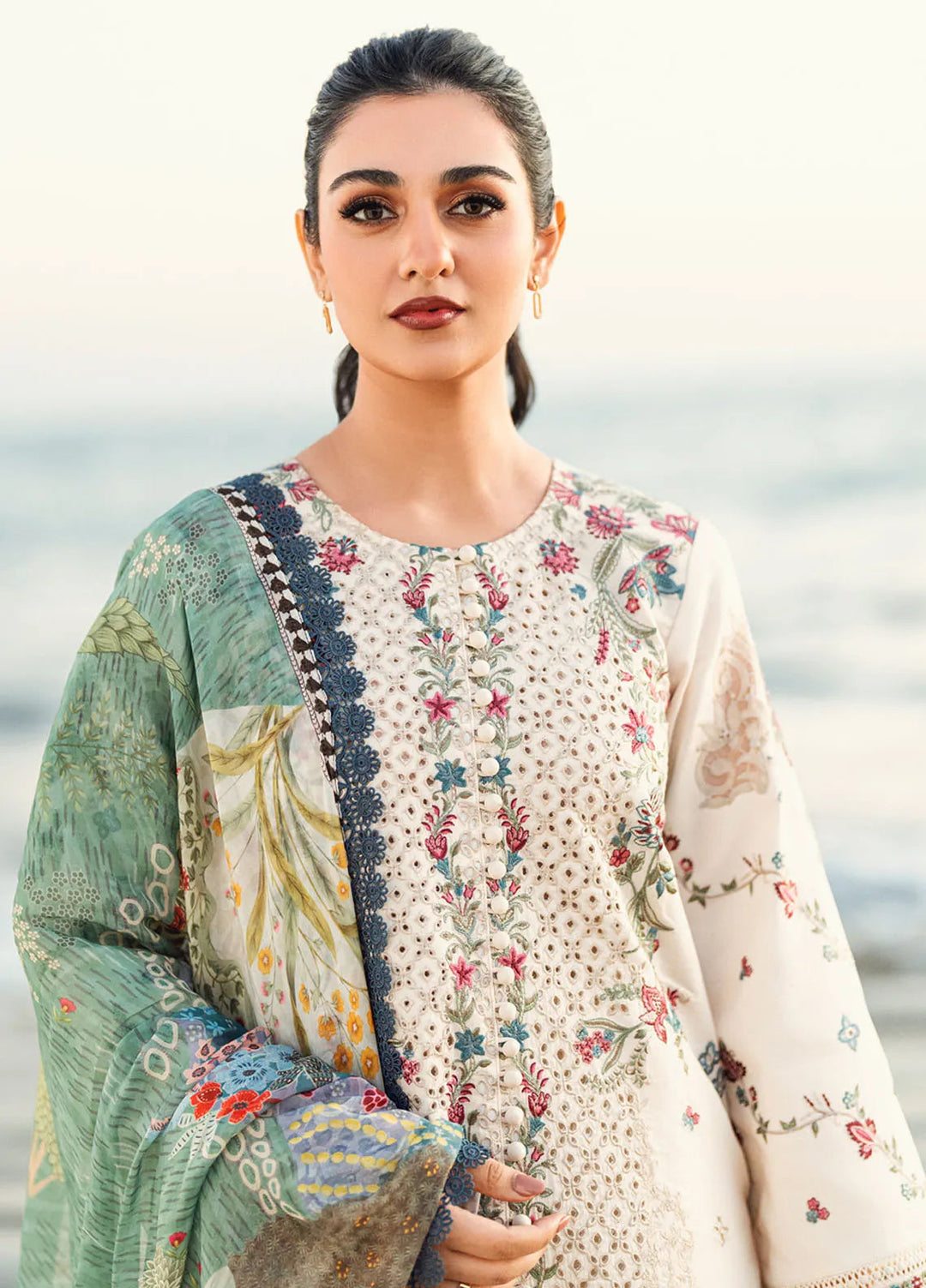 Florent Embroidered Lawn Suits Unstitched 3 Piece FL25LL FL-9 - Summer Collection