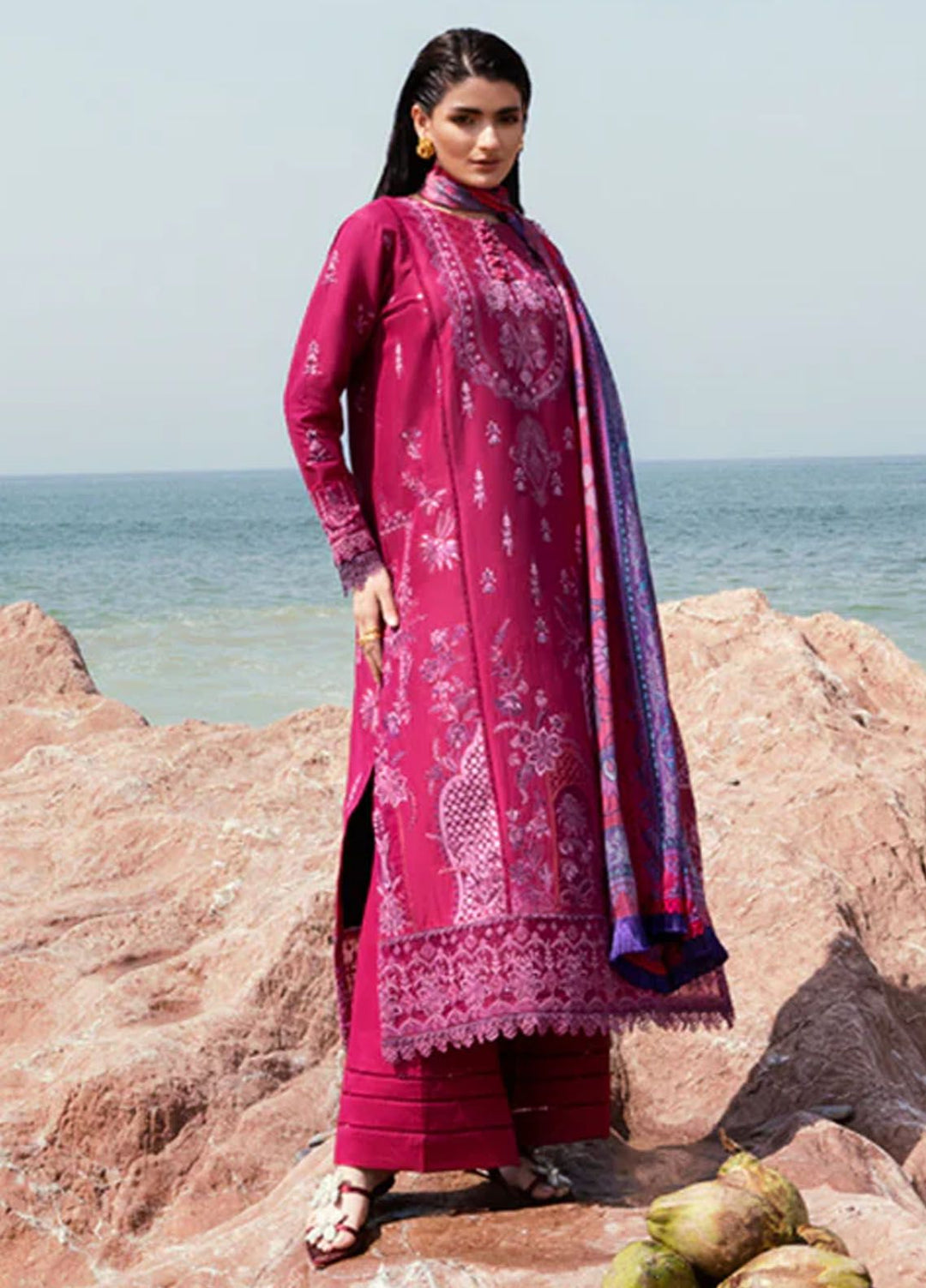 Florent Embroidered  Suits Unstitched 3 Piece FL24E FL-2A - Eid Collection