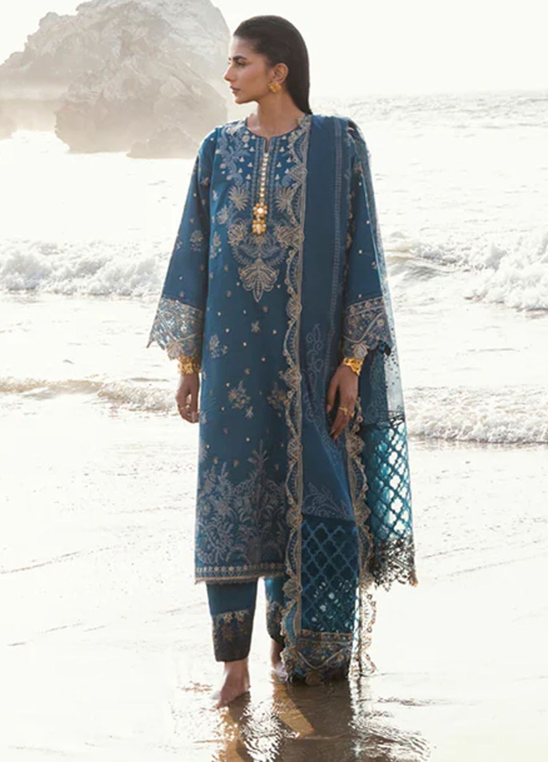 Florent Embroidered  Suits Unstitched 3 Piece FL24E FL-3B - Eid Collection