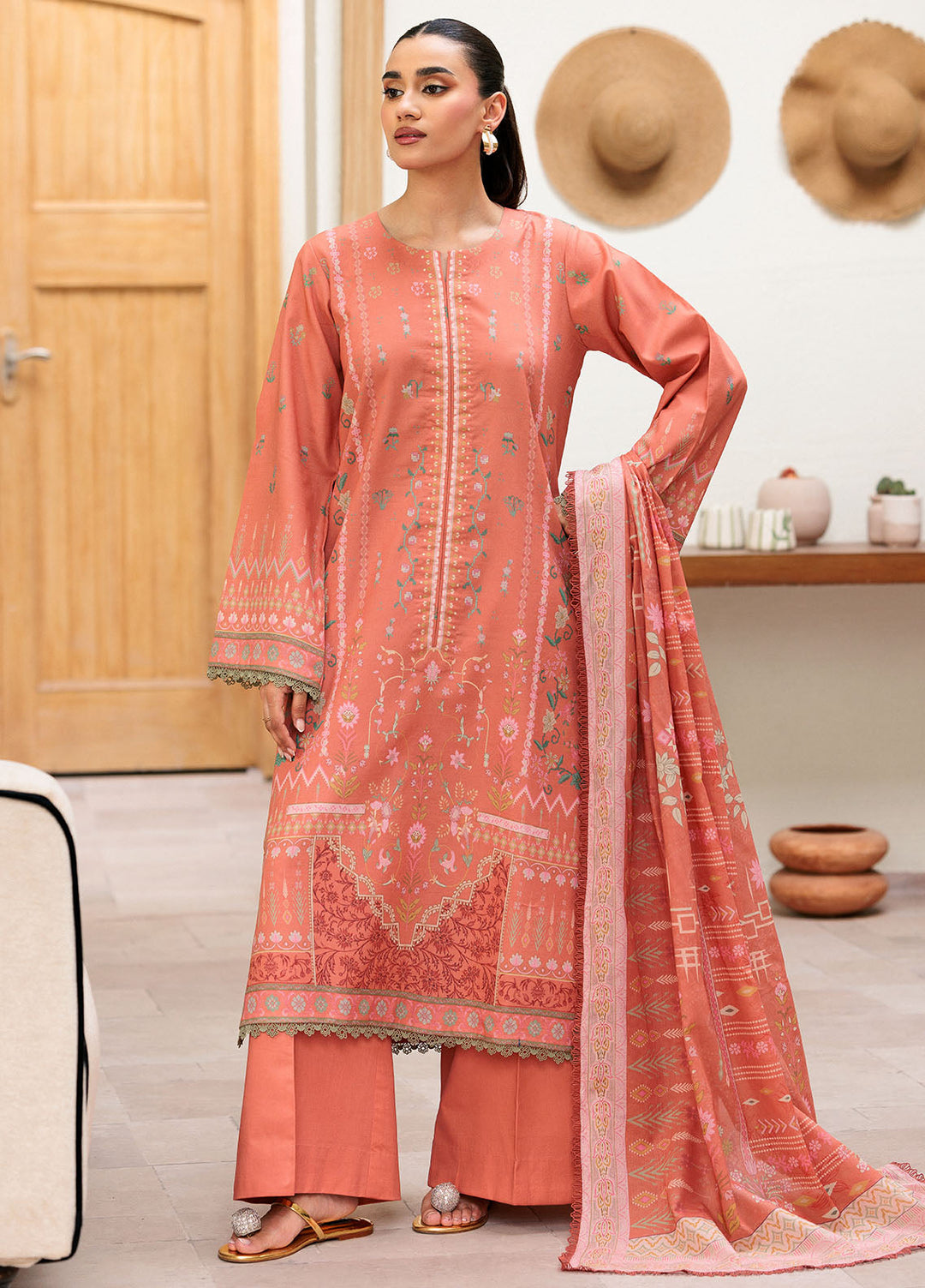Florent Printed Lawn Suits Unstitched 3 Piece FL25PL FL-3B - Summer Collection