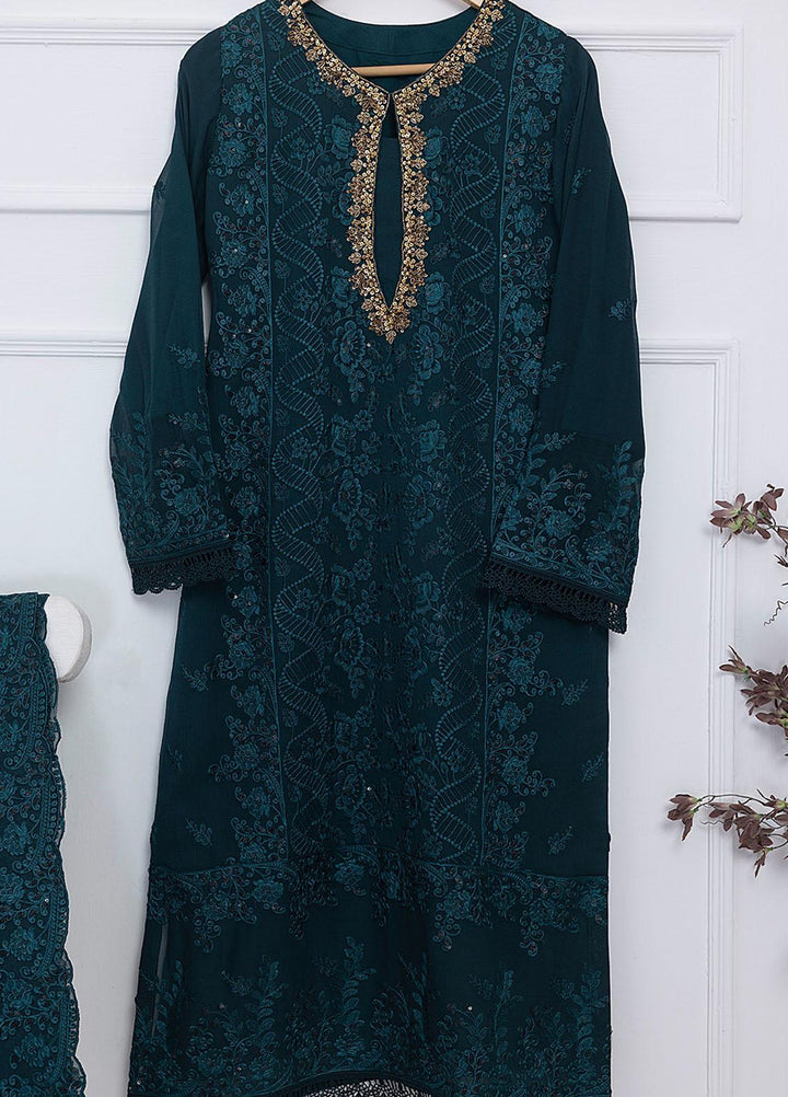 Azure Luxury Pret Embroidered Chiffon 2 Piece Dress AZU23FLT Deep Forest
