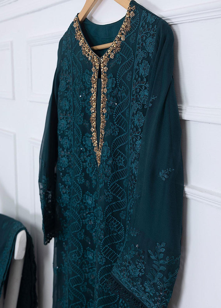 Azure Luxury Pret Embroidered Chiffon 2 Piece Dress AZU23FLT Deep Forest