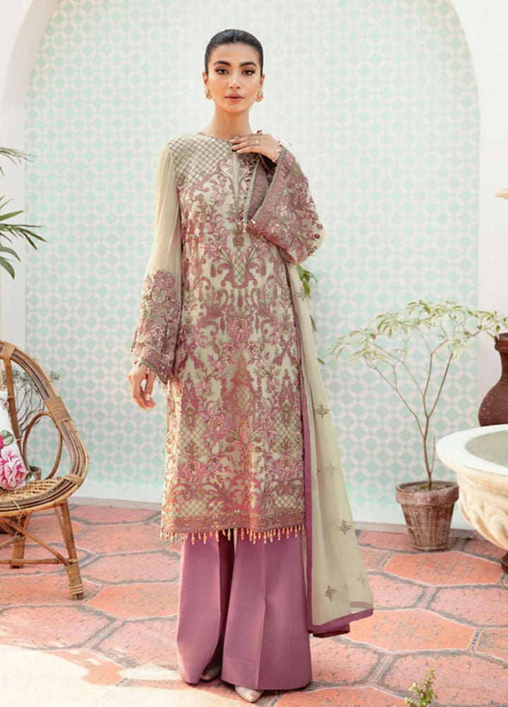 Flossie Embroidered Chiffon Suits Unstitched 3 Piece CORNHUSK - Luxury Collection