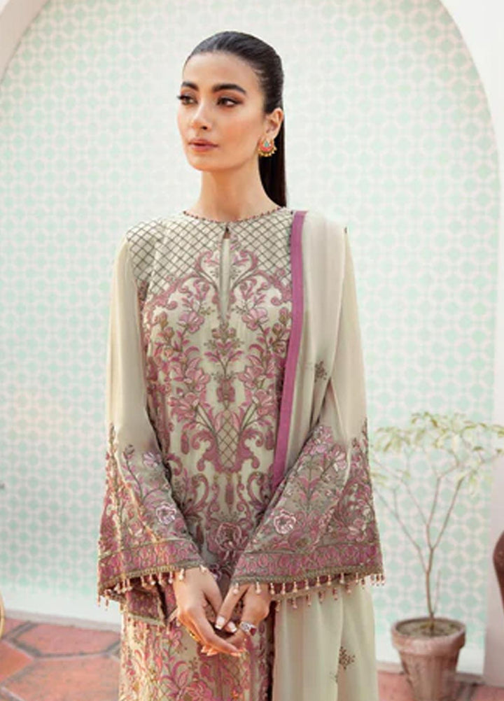 Flossie Embroidered Chiffon Suits Unstitched 3 Piece CORNHUSK - Luxury Collection