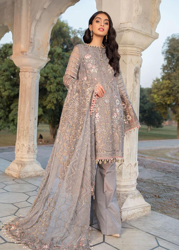 Flossie Embroidered Chiffon Suits Unstitched 3 Piece FIRE STONE - Luxury Collection