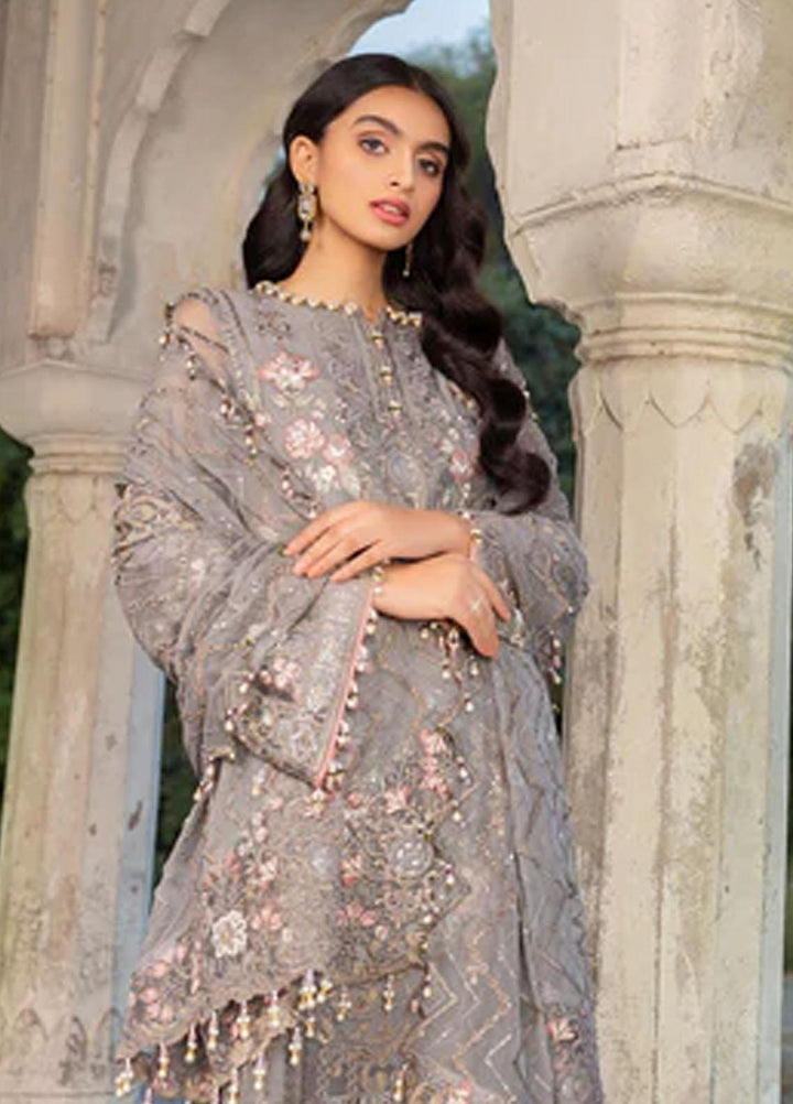 Flossie Embroidered Chiffon Suits Unstitched 3 Piece FIRE STONE - Luxury Collection
