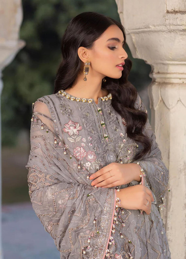 Flossie Embroidered Chiffon Suits Unstitched 3 Piece FIRE STONE - Luxury Collection