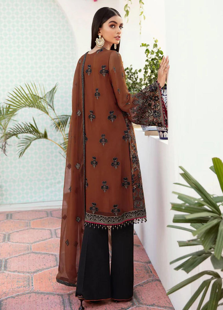 Flossie Embroidered Chiffon Suits Unstitched 3 Piece FLAMINGO - Luxury Collection