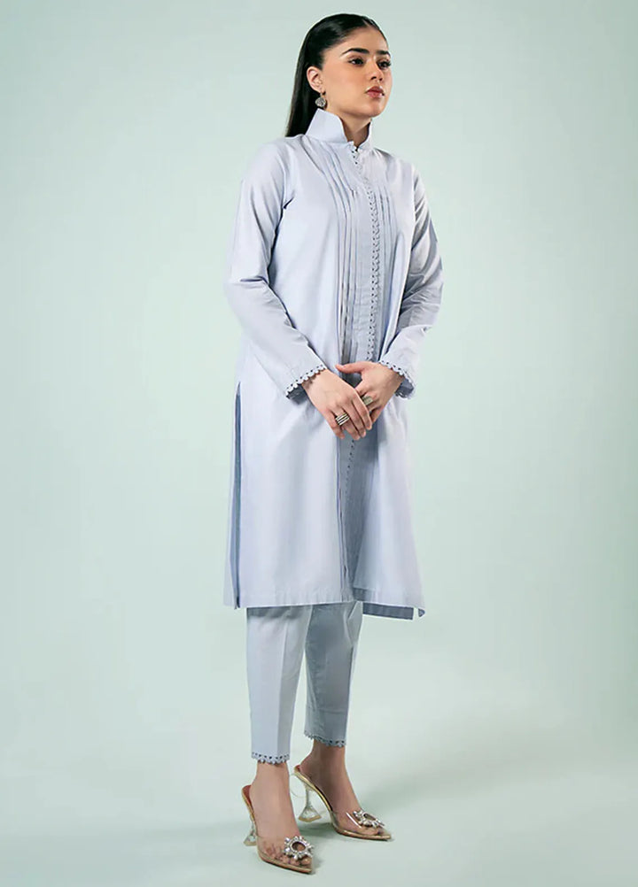 Fozia Khalid Pret Casual Cotton 2 Piece Lilac Pleated