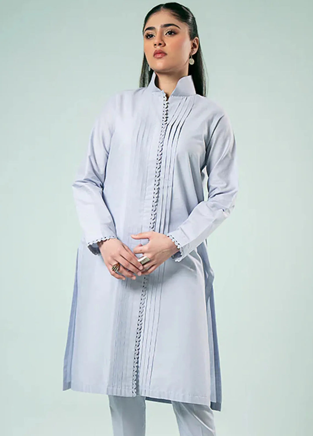 Fozia Khalid Pret Casual Cotton 2 Piece Lilac Pleated