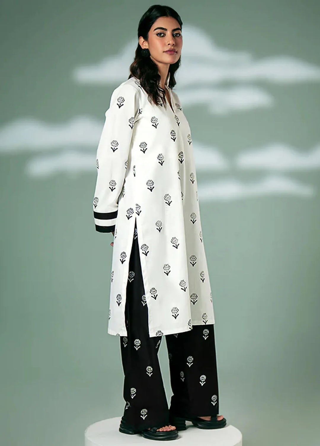 Fozia Khalid Pret Casual Cotton 2 Piece Monochrome