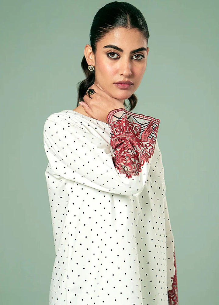 Fozia Khalid Pret Casual Cotton Kurti Polka Dot Statement