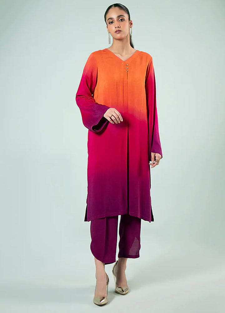 Fozia Khalid Pret Casual Silk 2 Piece Gradient