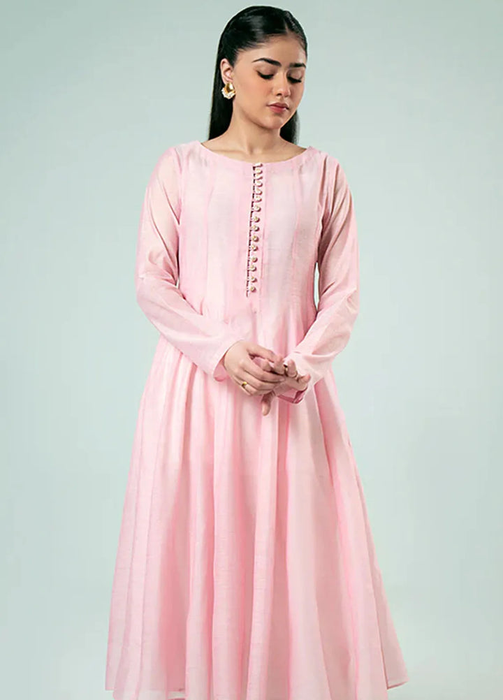 Fozia Khalid Pret Casual Silk Kurti Classic Pink Kali Daar