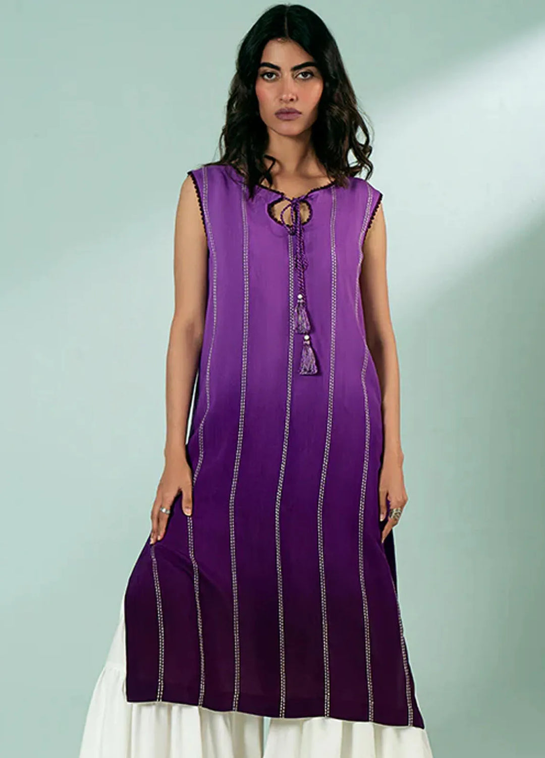 Fozia Khalid Pret Casual Silk Kurti Elegant Monotone