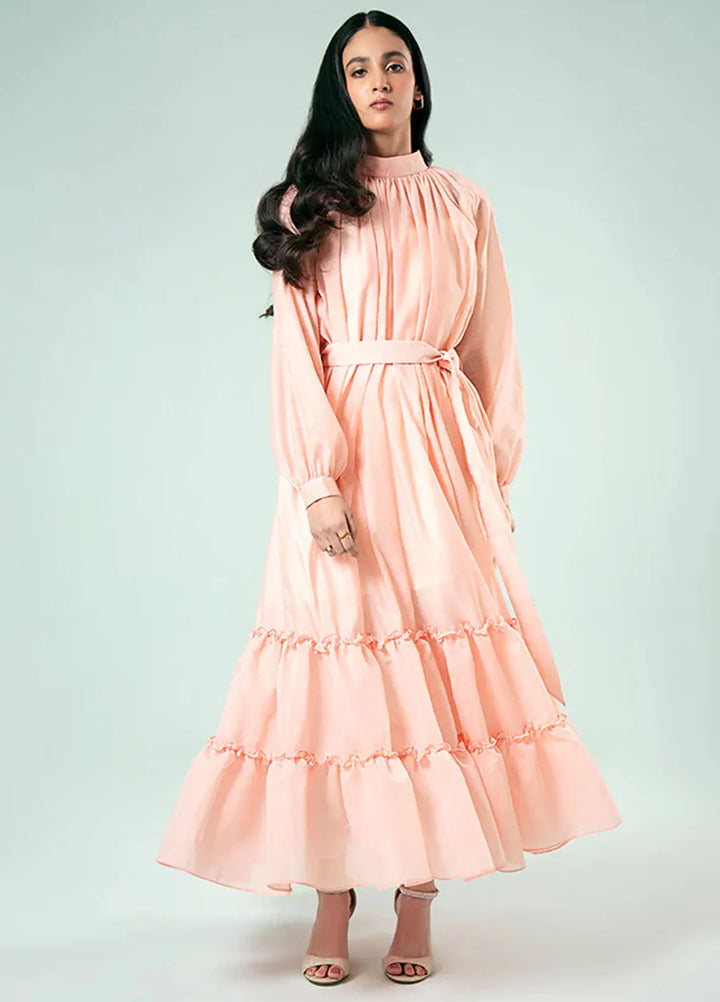 Fozia Khalid Pret Casual Silk Kurti Layered Mock Neck